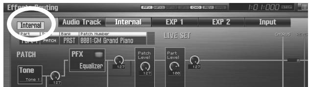 ROLAND FANTOM G8 - Specifying the effect applied to the external audio input or an audio track - 1