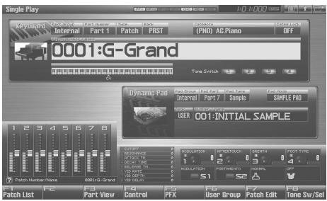 ROLAND FANTOM G8 - Press [SINGLE]. - 2