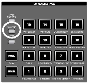 ROLAND FANTOM G8 - Using the pad for numeric input - 1