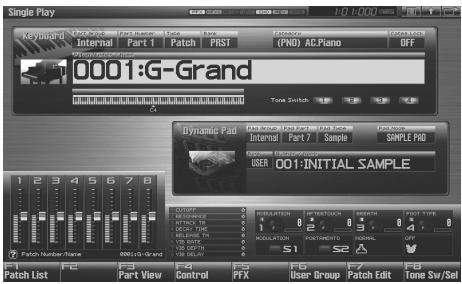 ROLAND FANTOM G8 - Press [SINGLE]. - 2