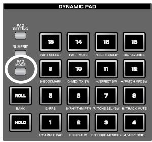 ROLAND FANTOM G8 - Press [PAD MODE]. - 2