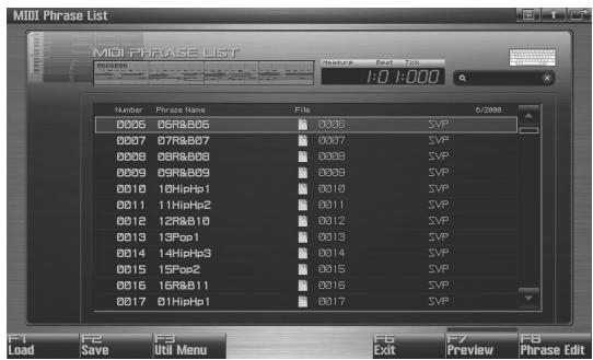 ROLAND FANTOM G8 - Press [F3 (Phrase List)]. - 1