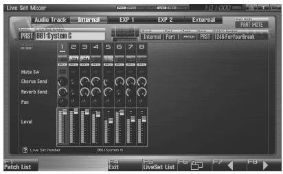 ROLAND FANTOM G8 - Press [F7 (Mixer)]. - 1