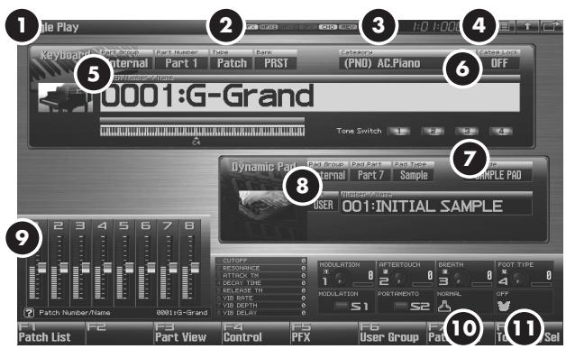 ROLAND FANTOM G8 - Functions in the Single Play screen - 1