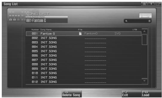 ROLAND FANTOM G8 - Press [F1 (Song List)]. - 1