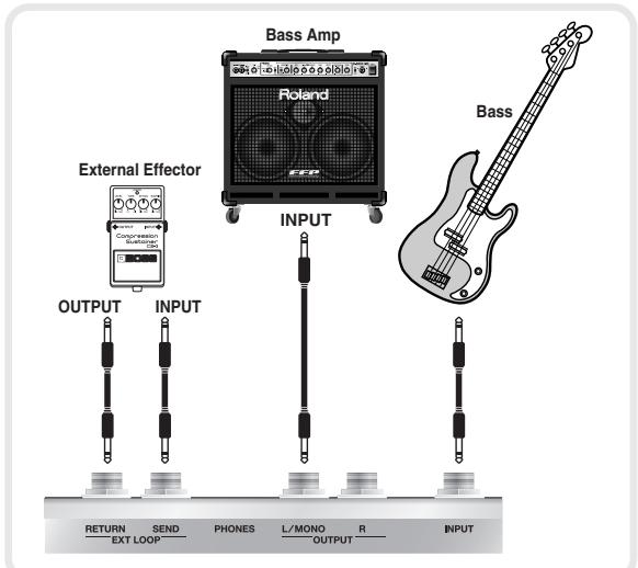 ROLAND GT-10B - Example 1: Using an External Effects Unit - 1