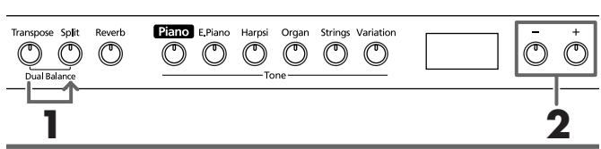 ROLAND HP102E - Adjusting the Volume Balance in Dual Play (Dual Balance) - 1