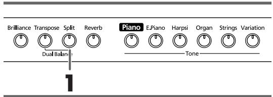 ROLAND HP102E - Druk op de [Split]-knop. - 1