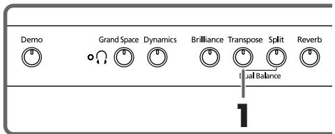 ROLAND HP102E - Transponer el tono del teclado (Transpose) - 1
