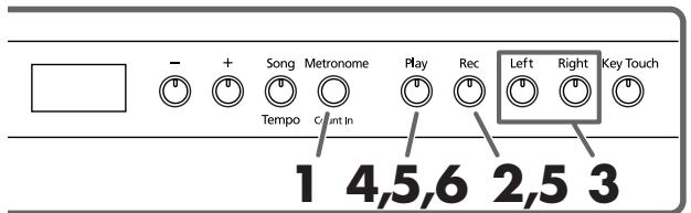 ROLAND HP102E - Aparte opname van de linker- en rechterhand - 2