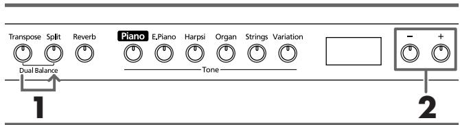 ROLAND HP102E - Régler la balance en mode de superposition - 1