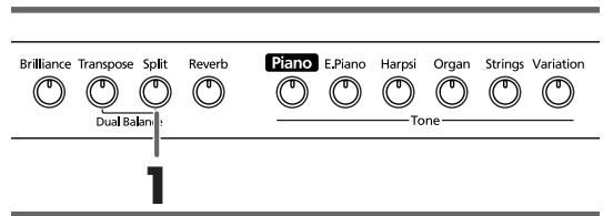 ROLAND HP102E - Drucken Sie den [Split]-Taster. - 1