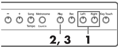 ROLAND HP102E - Écouter séparément la partie d'une main - 2
