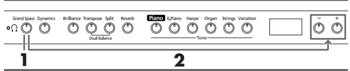 ROLAND HP102E - Añadir sensación de profundidad al sonido (Grand Space) - 1