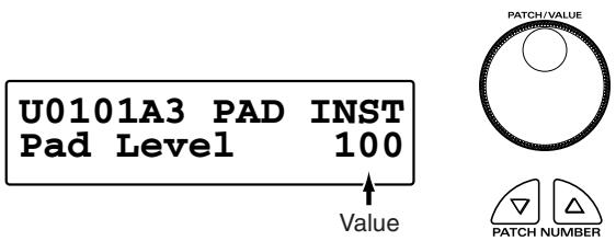 U0101A3 PAD INST Pad Level 100 Value PATCH/VALUE PATCH NUMBER