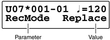 U07*001-01 =120 RecMode Replace Parameter Value