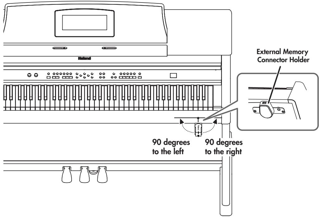 ROLAND HPI-7S - Grasp the External Memory connector holder and turn it 90 degrees to the left or right. - 1