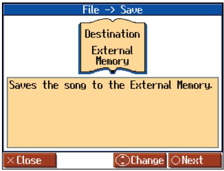 ROLAND HPI-7S - Press the cursor up or down button to change the setting of the Save Destination. - 1