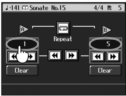 ROLAND KR-117 - At the marker screen, touch the measure number of the marker you want to go to. - 1