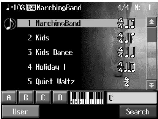 ROLAND KR-117 - Press the Music Style [User] button. - 1