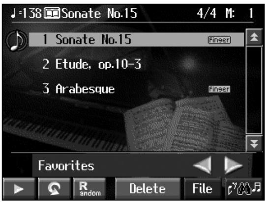 ROLAND KR-117 - Touch <> <> in the Song Selection screen to select the - 1