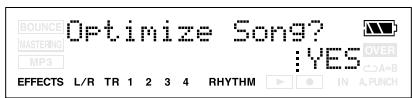 BOUNCE MASTERING MP 3 OPTimize Songs? YES OVER A+B EFFECTS L/R TR 1 2 3 4 RHYTHM IN A.PUNCH
