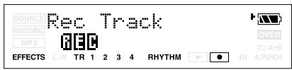 BOUNCE MASTERING MP3 REC Track EFFECTS L/R TR 1 2 3 4 RHYTHM OVER A+B IN A.PUNCH