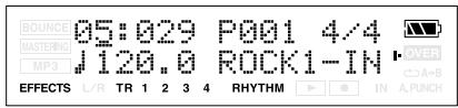 BOUNCE 05:029 P001 4/4 OVER MASTERING J120.0 ROCK1-IN MP3 EFFECTS L/R TR 1 2 3 4 RHYTHM IN A.PUNCH