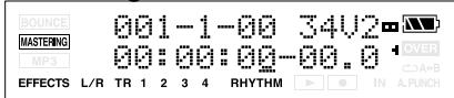 BOUNCE MASTERING MP3 001-1-00 34V2 00:00:00-00.0 EFFECTS L/R TR 1 2 3 4 RHYTHM IN A.PUNCH