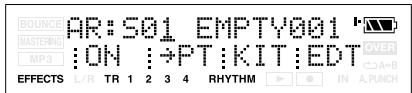 BOUNCE AR:S01 EMPTY001 MASTERING :ON :→PT:KIT:EDT OVER MP3 EFFECTS L/R TR 1 2 3 4 RHYTHM IN A.PUNCH