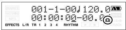 BOUNCE MASTERING MP3 001-1-00J 120.0 00:00:00-00.0 EFFECTS L/R TR 1 2 3 4 RHYTHM OVER A+B PUNCH