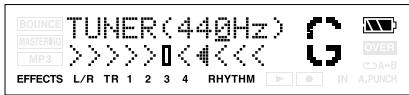 BOUNCE MASTERING MP3 TUNER(440Hz) G OVER A+B EFFECTS L/R TR 1 2 3 4 RHYTHM IN A,PUNCH