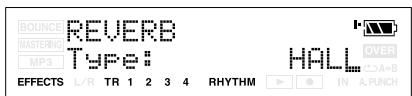 BOUNCE REVERB MASTERING MP3 Type: HALL OVER EFFECTS L/R TR 1 2 3 4 RHYTHM IN A.PUNCH