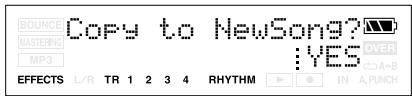 BOUNCE MASTERING MP3 COPY to NewSong? :YES OVER A+B EFFECTS L/R TR 1 2 3 4 RHYTHM IN A.PUNCH
