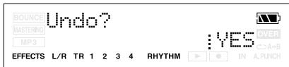 BOUNCE Undo? MASTERING MP3 : YES OVER EFFECTS L/R TR 1 2 3 4 RHYTHM IN A.PUNCH