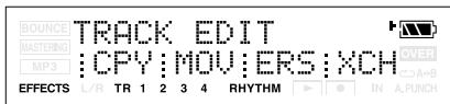 BOUNCE MASTERING MP3 TRACK EDIT :CPY:MOV:ERS:XCH OVER A+B EFFECTS L/R TR 1 2 3 4 RHYTHM IN A,PUNCH