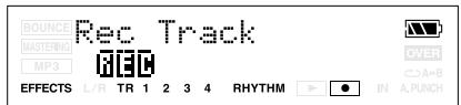 BOUNCE MASTERING MP3 REC Track EFFECTS L/R TR 1 2 3 4 RHYTHM OVER C>A+B IN A.PUNCH