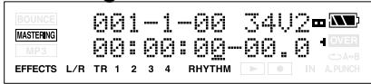 BOUNCE MASTERING MP3 001-1-00 34U2 00:00:00-00.0 EFFECTS L/R TR 1 2 3 4 RHYTHM IN A.PUNCH