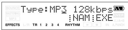 BOUNCE TYPE:MP3 128kbps MASTERING MP3 NAM:EXE OVER A+B EFFECTS L/R TR 1 2 3 4 RHYTHM IN A.PUNCH