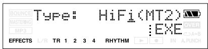 BOUNCE MASTERING MP3 TYPE: HiFi(MT2) EXE OVER A+B EFFECTS L/R TR 1 2 3 4 RHYTHM IN A.PUNCH