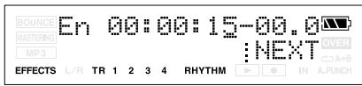 BOUNCE EN 00:00:15-00.0 MASTERING MP3 :NEXT OVER A+B EFFECTS L/R TR 1 2 3 4 RHYTHM IN A.PUNCH