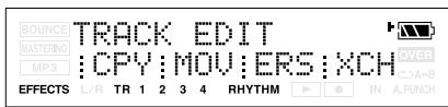BOUNCE MASTEBING MP3 TRACK EDIT :CPY:MOV:ERS:XCH OVER A+B EFFECTS L/R TR 1 2 3 4 RHYTHM IN A.PUNCH