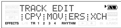 BOUNCE TRACK EDIT MASTERING :CPY:MOV:ERS:XCH MP3 EFFECTS L/R TR 1 2 3 4 RHYTHM IN A.PUNCH OVER A+B