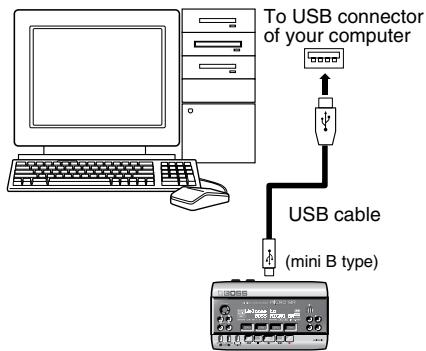 To USB connector of your computer USB cable (mini B type)