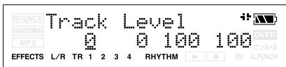 BOUNCE MASTERING MP3 Track Level 0 0 100 100 OVER A+B EFFECTS L/R TR 1 2 3 4 RHYTHM IN A.PUNCH
