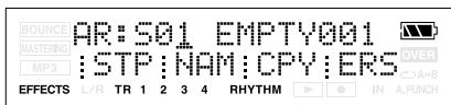 AR: S01 EMPTY001 MP3 :STP:NAM:CPY:ERS EFFECTS L/R TR 1 2 3 4 RHYTHM IN A.PUNCH