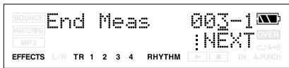 BOUNCE MASTERING MP3 END Meas 003-1 :NEXT EFFECTS L/R TR 1 2 3 4 RHYTHM IN A.PUNCH