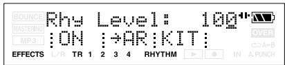 BOUNCE MASTERING MP3 Rhy Level: 100# ON →AR :KIT: EFFECTS L/R TR 1 2 3 4 RHYTHM IN A.PUNCH