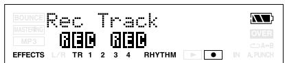 BOUNCE MASTERING MP3 REC Track EFFECTS L/R TR 1 2 3 4 RHYTHM OVER A+B IN A.PUNCH