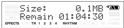 BOUNCE Size: 0.1MB MASTERING MP3 Remain 01:04:30 OVER A+B EFFECTS L/R TR 1 2 3 4 RHYTHM IN A.PUNCH